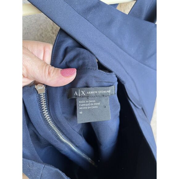 Armani Exchange Fit And Flare Dress - Size 12 - Navy Blue - Picture 8 of 10